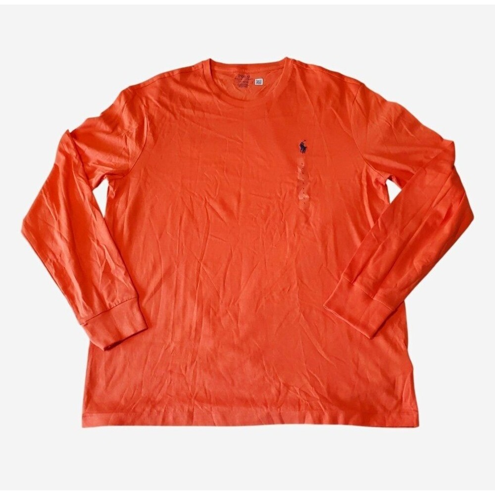 Polo Ralph Lauren Mens Orange Long Sleeve Crewneck Shirt Pony Preppy NWOT Size L